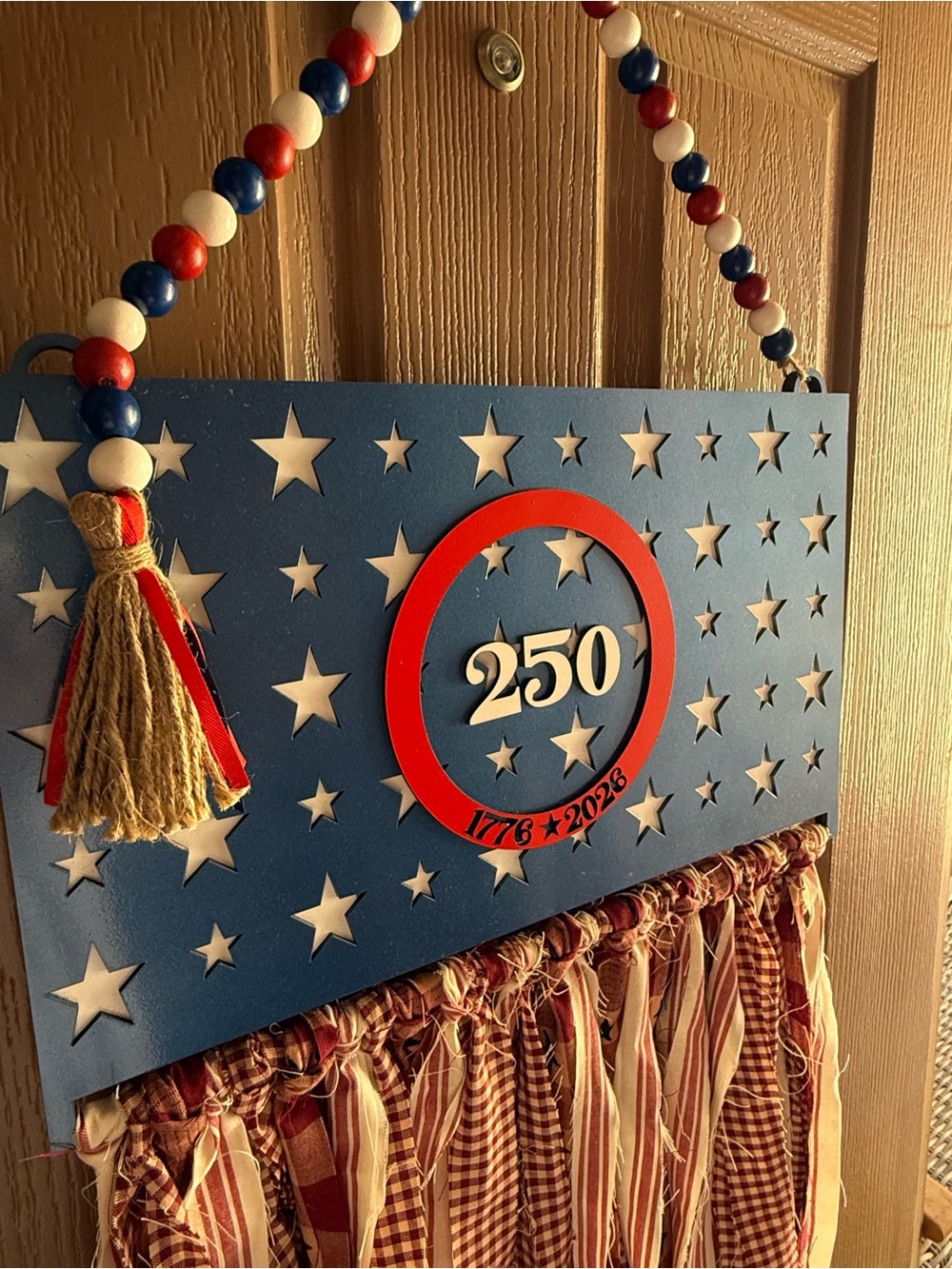 Patriotic '250' Red, White & Blue Hanging Holiday Door Decor